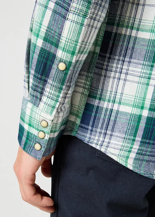 Wrangler Western Shirt Green Blue Check