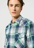 Wrangler Western Shirt Green Blue Check