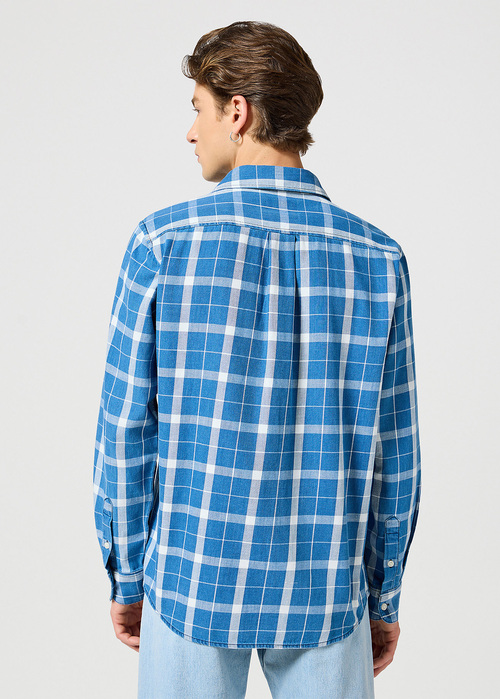 Wrangler One Pocket Shirt Blue Indigo Check - 112357249