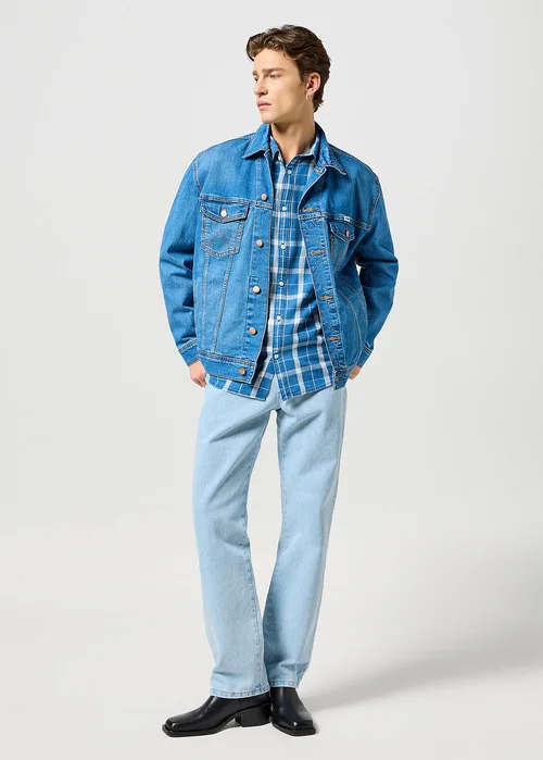 Wrangler One Pocket Shirt Blue Indigo Check
