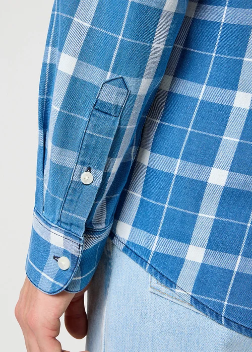 Wrangler One Pocket Shirt Blue Indigo Check