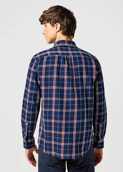 Wrangler One Pocket Shirt Red Indigo Check