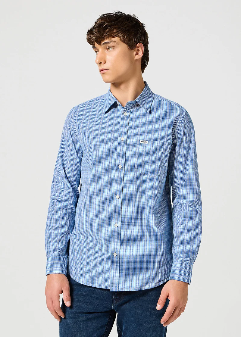 Wrangler One Pocket Shirt Blue Check