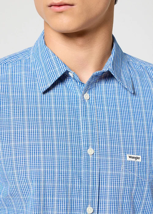 Wrangler One Pocket Shirt Blue Check