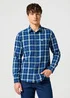 Wrangler One Pocket Shirt Green Indigo Check
