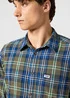 Wrangler One Pocket Shirt Green Blue Check