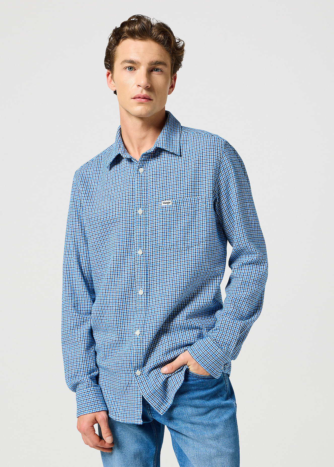 Wrangler One Pocket Shirt Wrangler Blue Check - 112357232