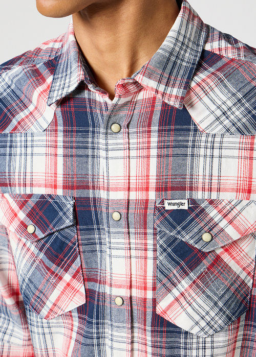 Wrangler Western Shirt Red Blue Check - 112357243