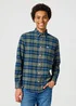 Wrangler One Pocket Flannel Shirt Dusty Olive Check