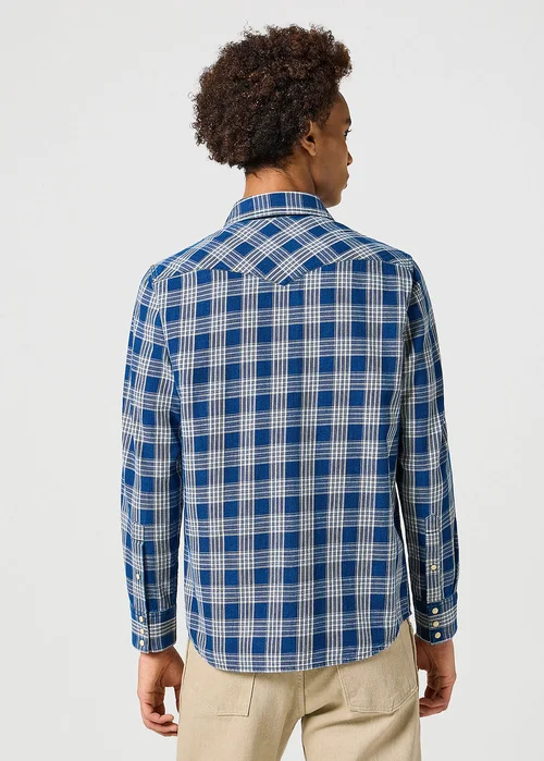 Wrangler Western Indigo Shirt Dark Wash Check