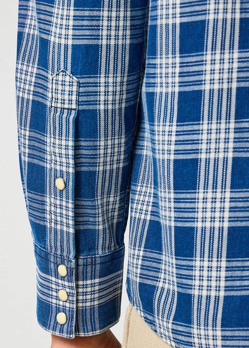 Wrangler Western Indigo Shirt Dark Wash Check