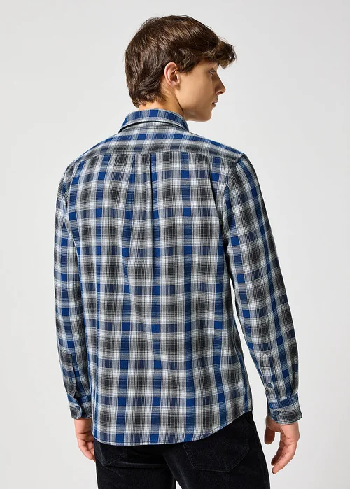 Wrangler One Pocket Indigo Shirt Navy Check