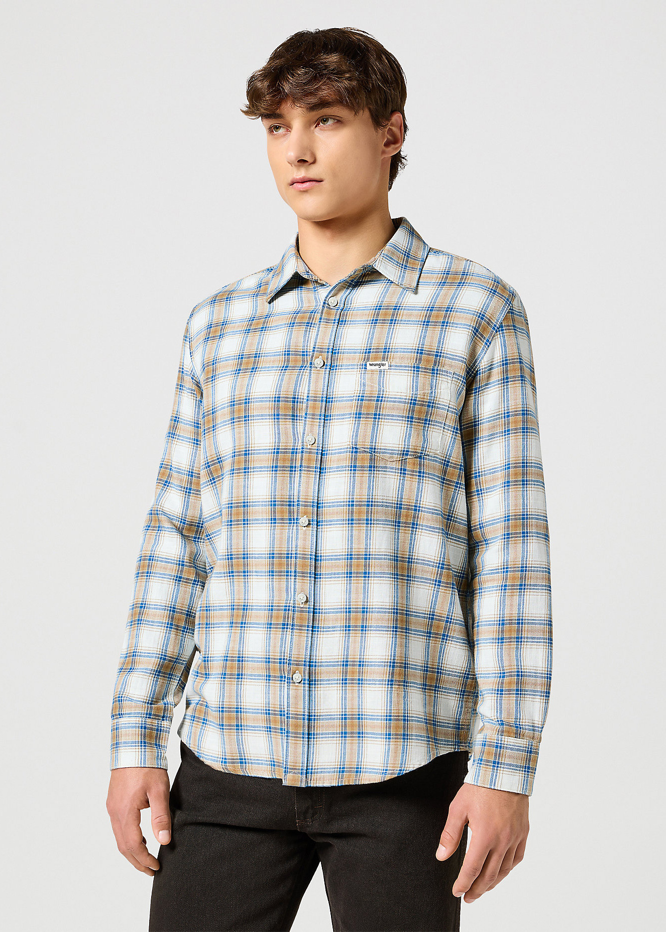 Wrangler One Pocket Indigo Shirt White Check - 112357227