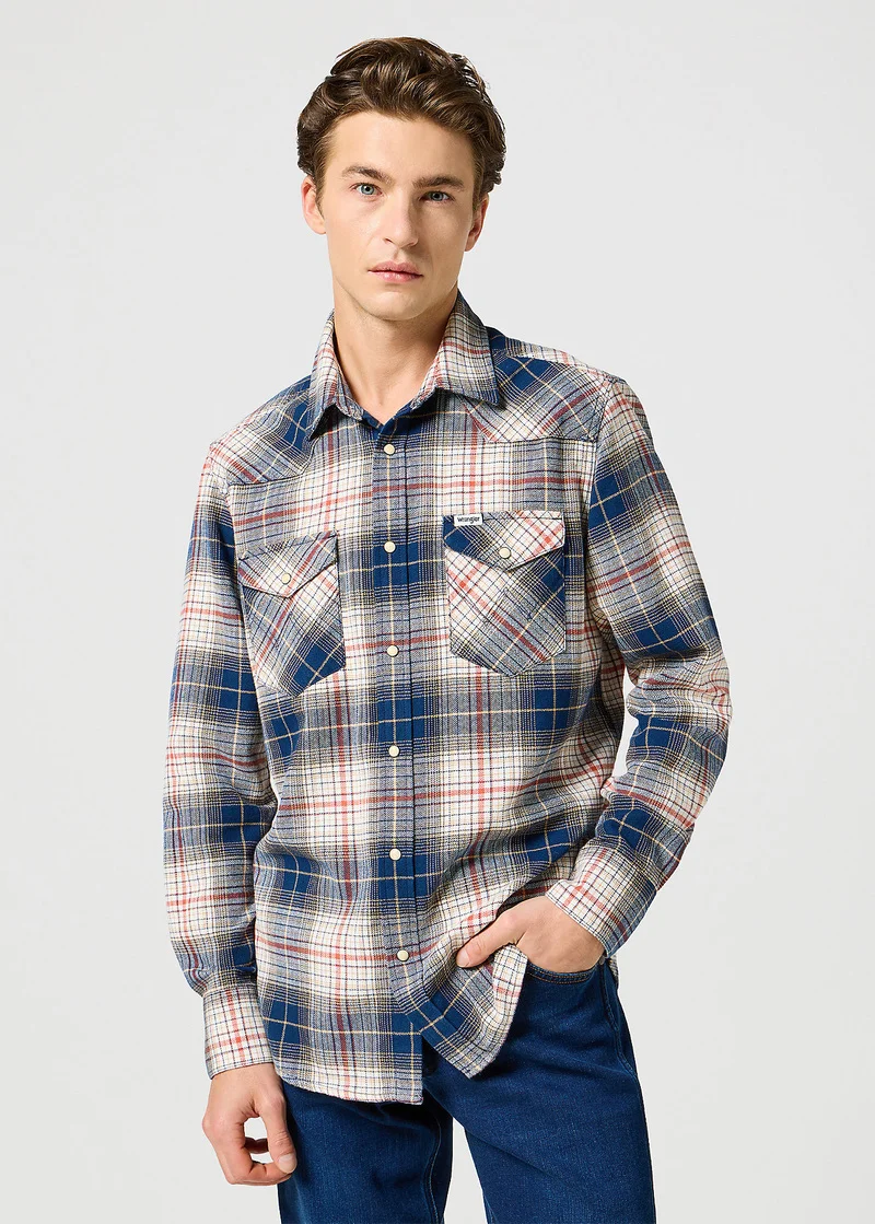 Wrangler Western Shirt Navy Red Check