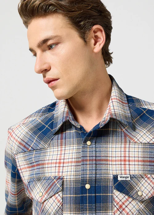 Wrangler Western Shirt Navy Red Check