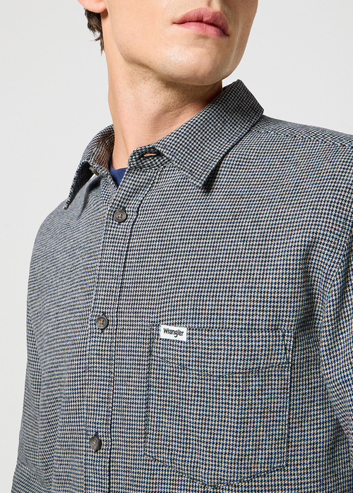 Wrangler One Pocket Shirt Grey Blue - 112357253