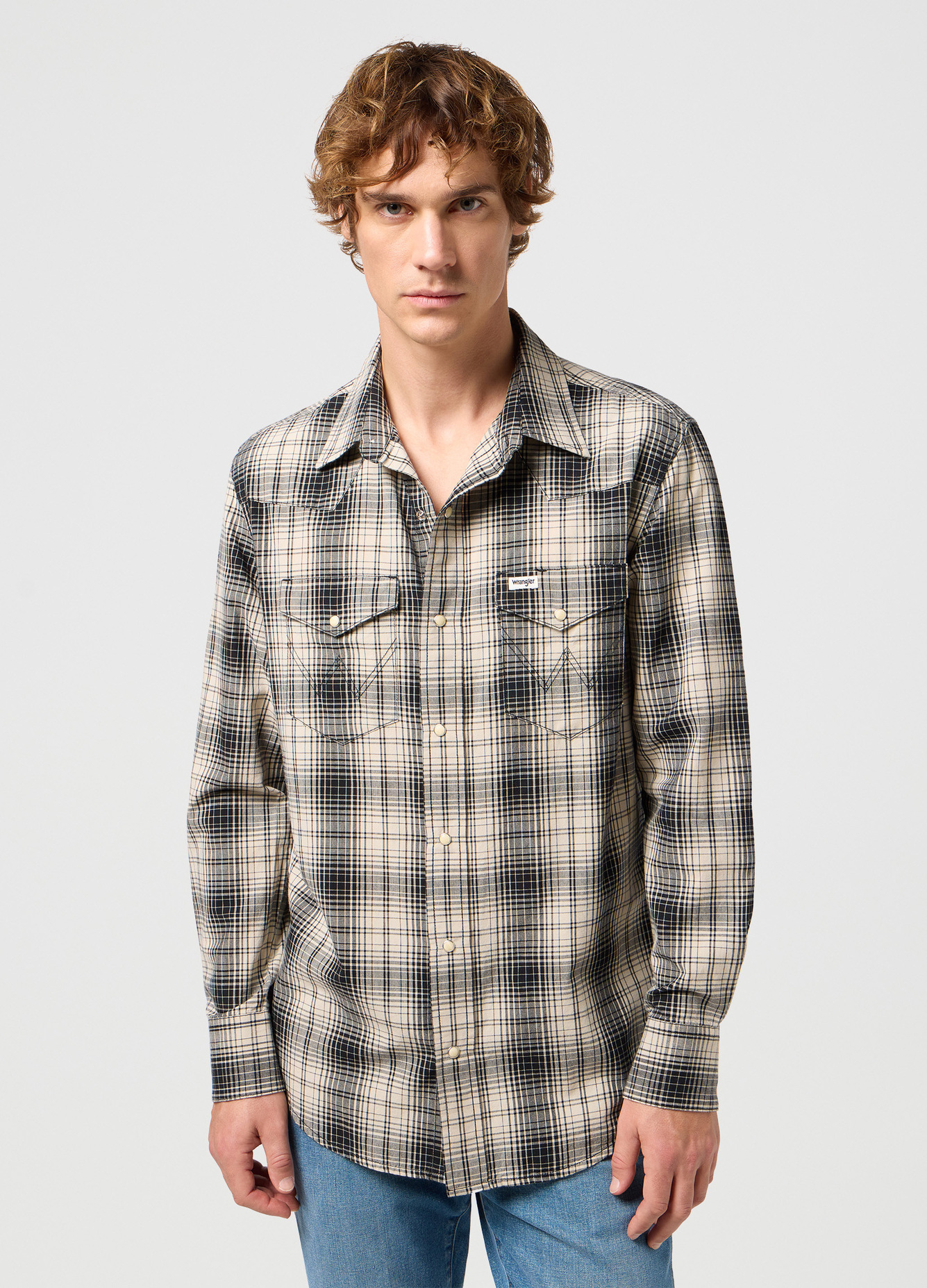 Wrangler Western Shirt Plaza Taupe Check - 112352645