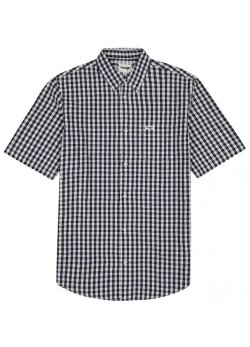 Wrangler Short Sleeve 1 Pocket Shirt Black Iris Check