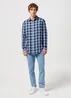 Wrangler Long Sleeve One Pocket Shirt Black Iris Check