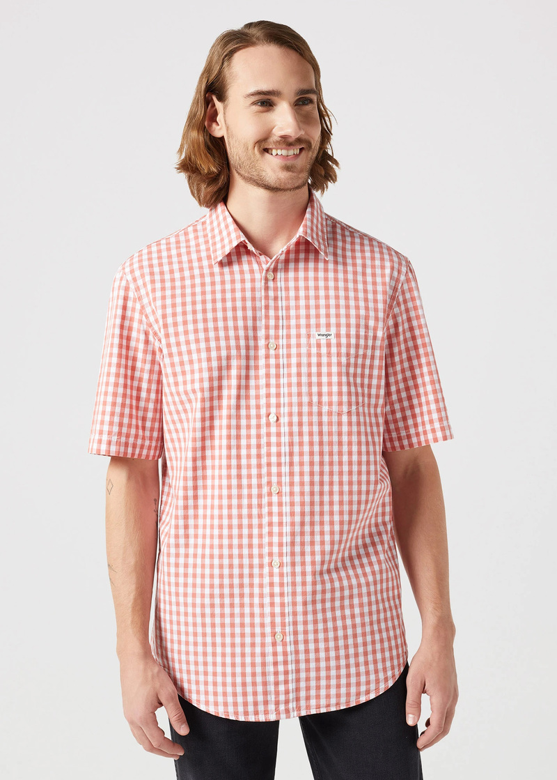 Wrangler Short Sleeve 1 Pocket Shirt Red Check - 112350569