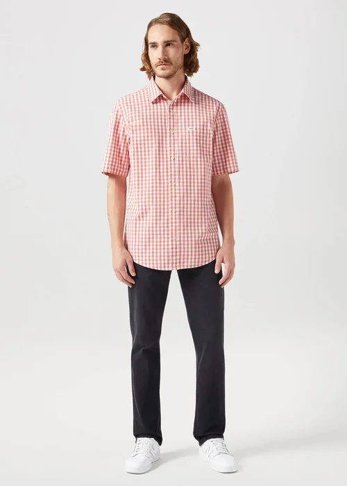 Wrangler Short Sleeve 1 Pocket Shirt Red Check