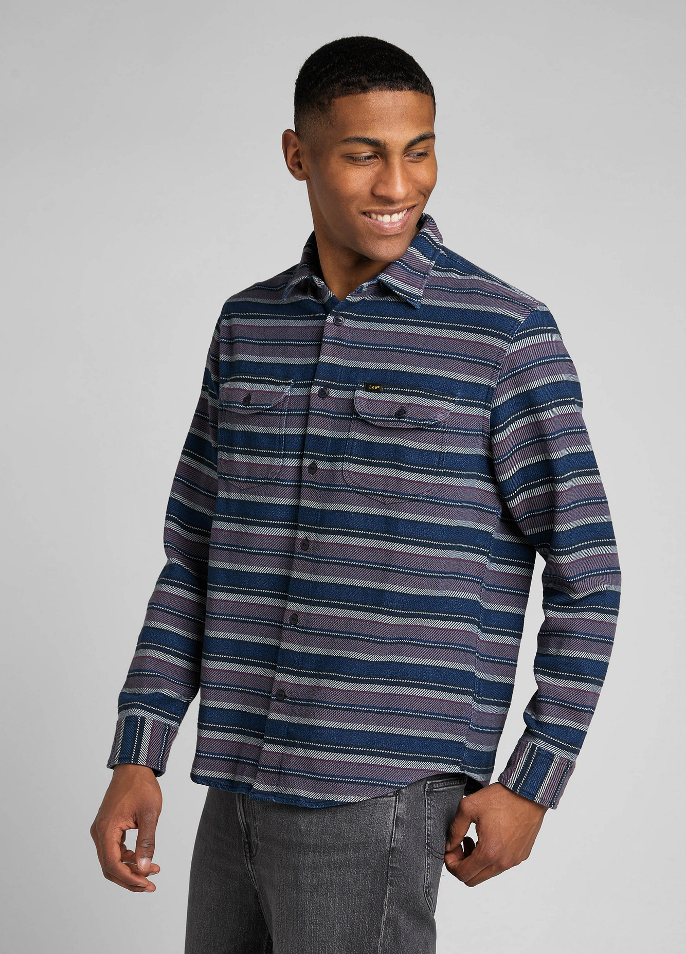 Lee Worker Shirt Indigo Stripe - L68HDZDK