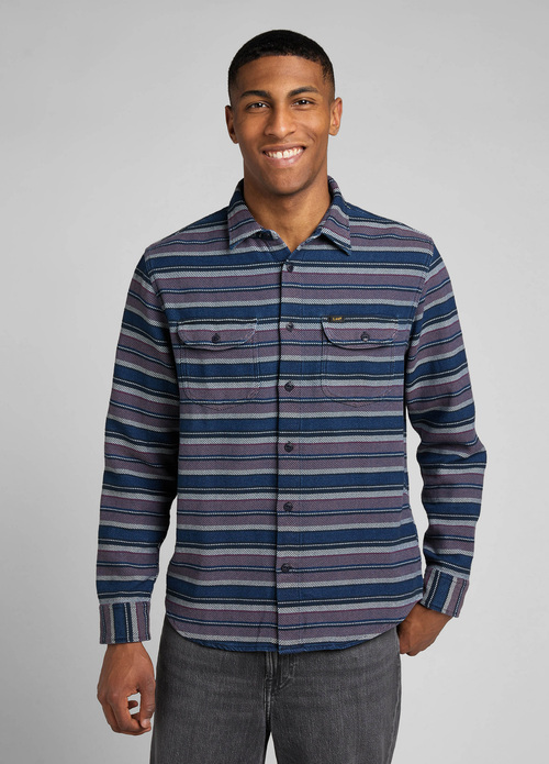 Lee Worker Shirt Indigo Stripe - L68HDZDK