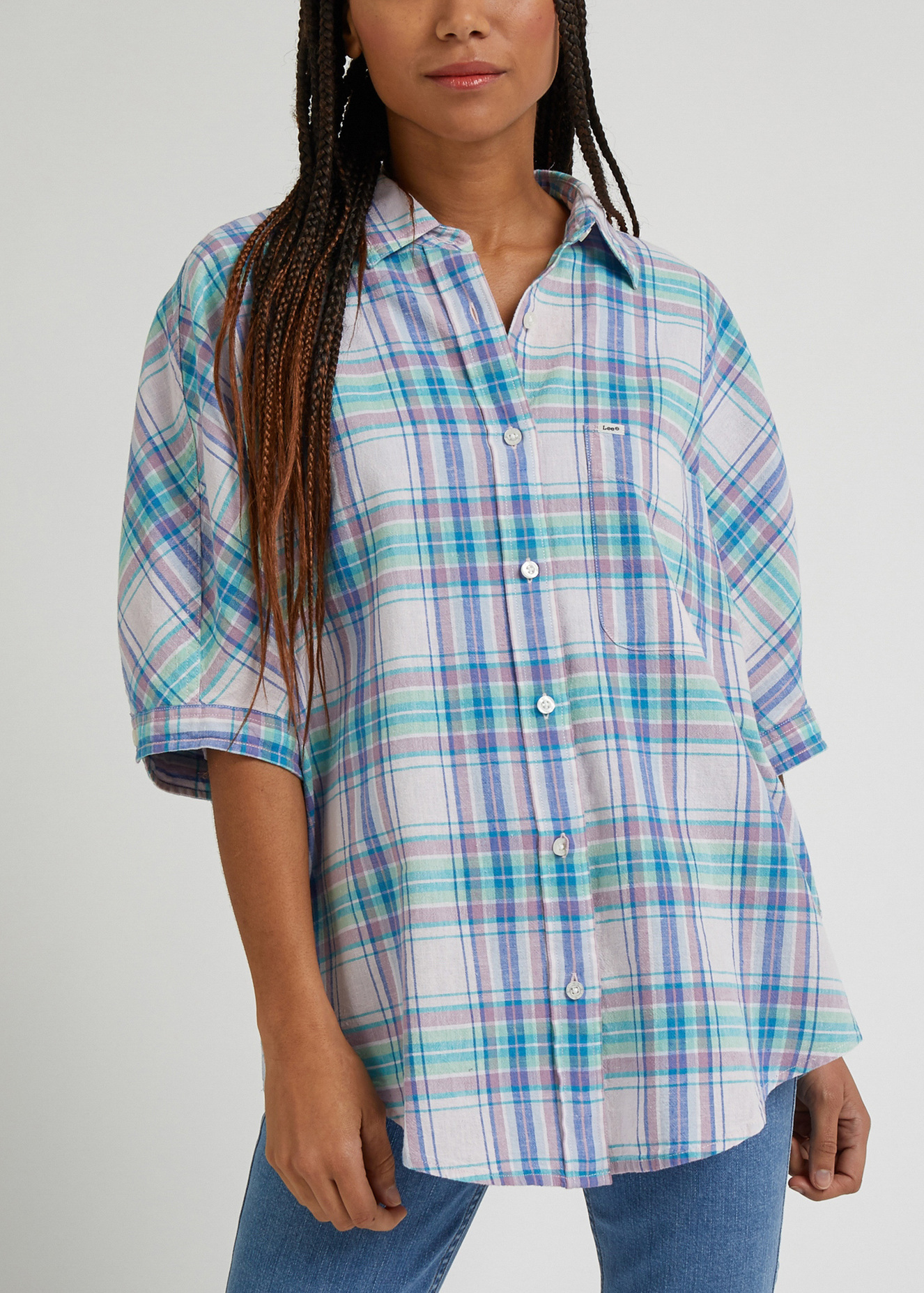 Lee Relaxed One Pocket Shirt Plum Check - L51ASTA39