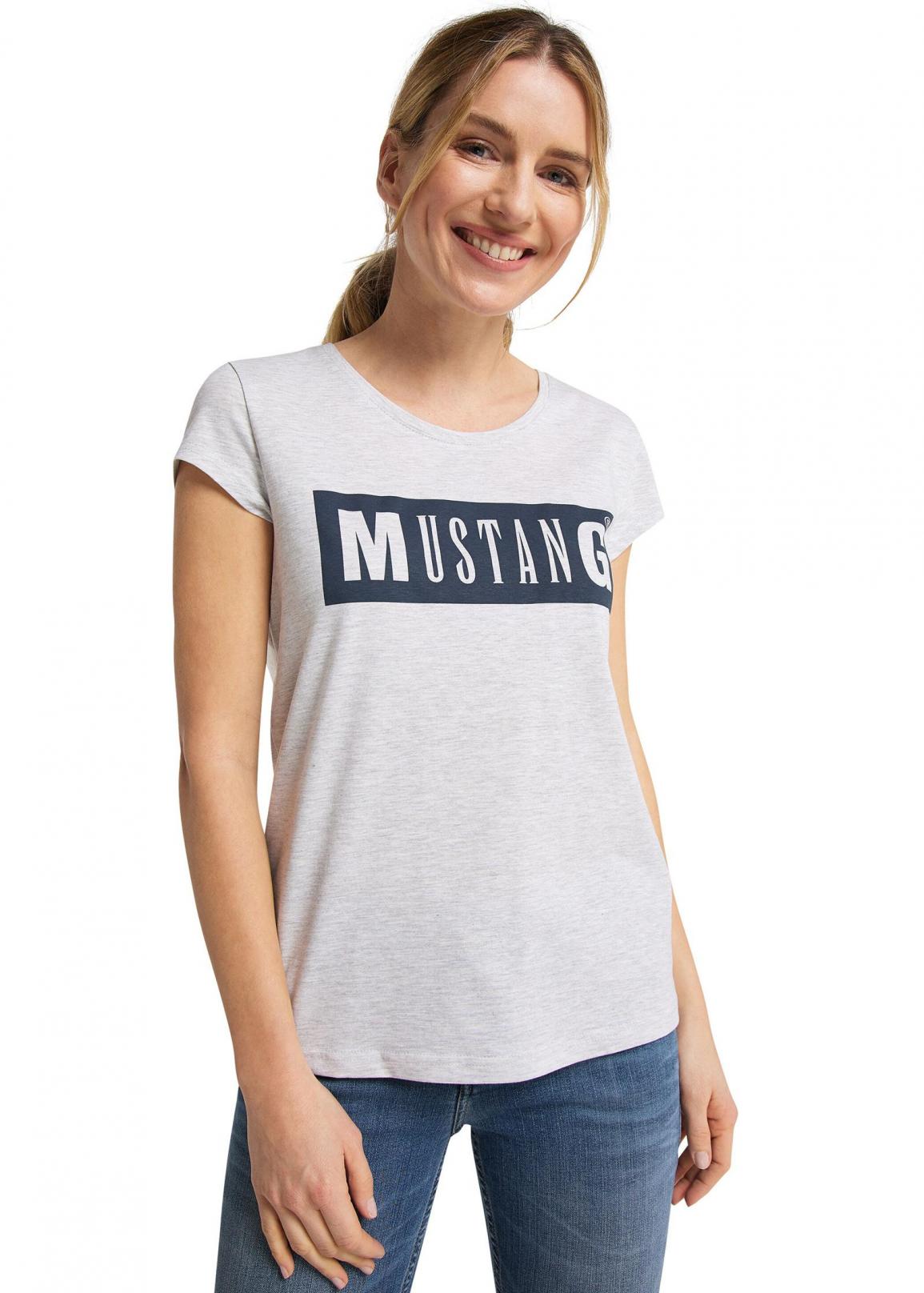 Damski podkoszulek Mustang® Alina C Logo Tee - Light Grey Melange  1010370-4141 w