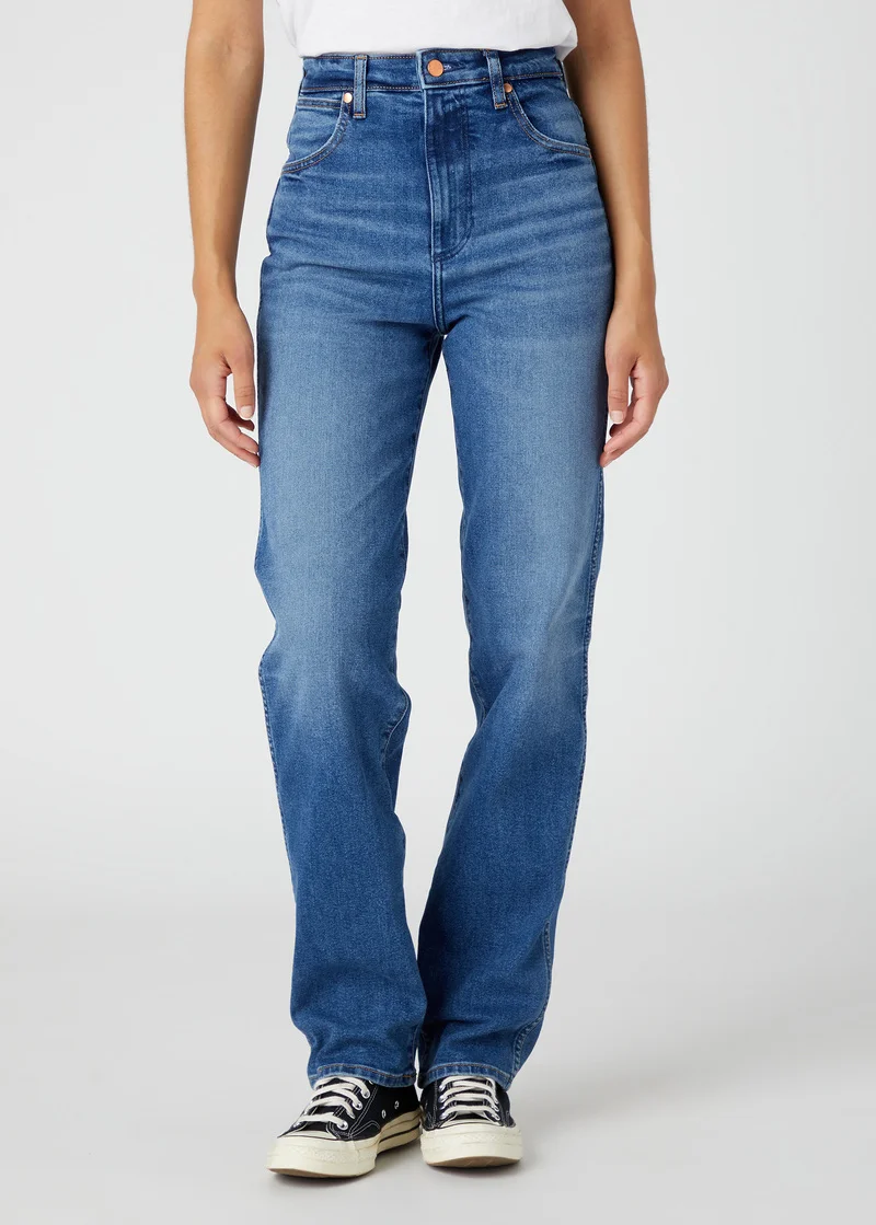 Wrangler Mom Straight Smoke Sea